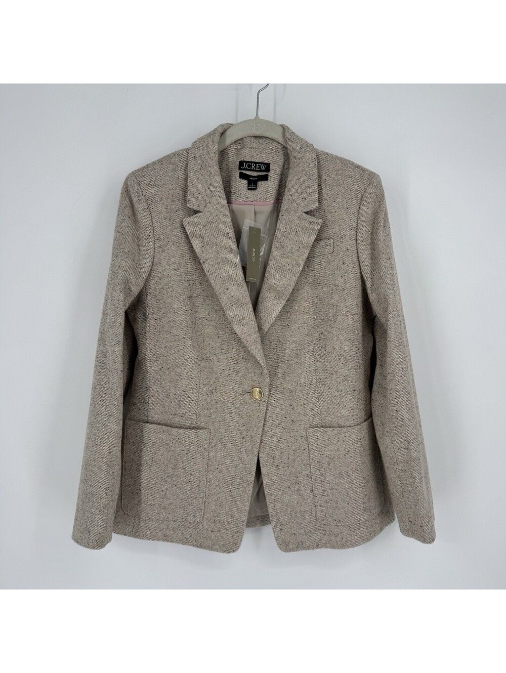 J.crew sweater blazer 4 tan italian flocked wool blend academia fall old money